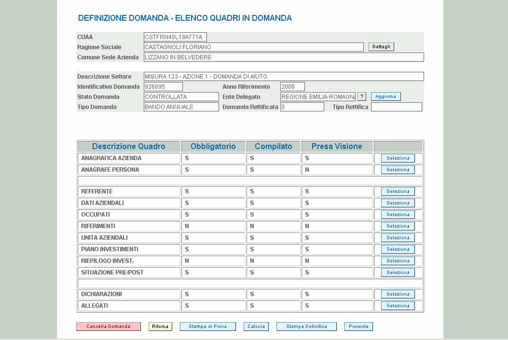 Le anomalie denominate Errore sono bloccanti e non consentono la presentazione della