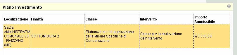 B Selezionare il singolo intervento. C Cliccare su Nuovo inserimento. Il quadro assumerà la seguente forma: D H E D Inserire l importo speso netto e la relativa IVA.