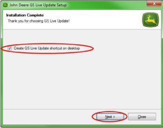 14. Controllare che sia selezionato il pulsante Crea tasto rapido GS Live Update