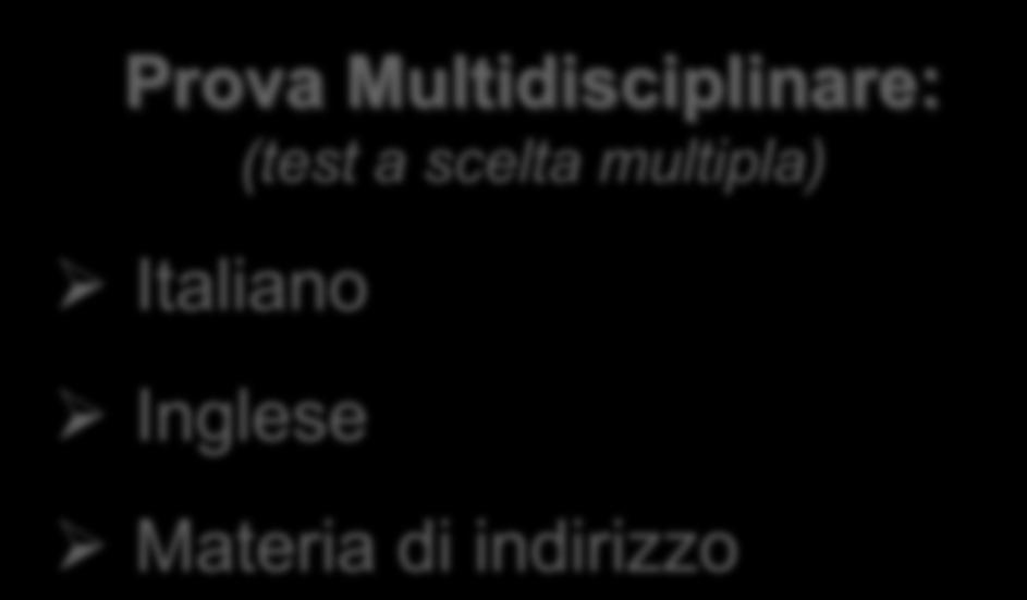 Professionale 25 Prova Multidisciplinare: (test a scelta multipla) Italiano Inglese Materia di