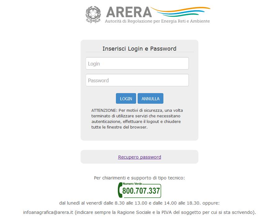 1 Accesso alla raccolta Per accedere alla raccolta Rab EE il primo passo da effettuare è autenticarsi inserendo i propri dati di accesso nell apposita sezione del sito https://rd.arera.