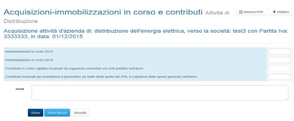 La maschera elenca tutti i cespiti divisi per gruppi, per ogni cespite è richiesto di inserire il valore relativo all acquisizione selezionata per ogni anno di vita utile del cespite.