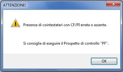 Lettera O (Presenza di cointestatari con CF/PI errato o assente); il documento viene portato, ma deve essere verificato: Se sono presenti contemporaneamente