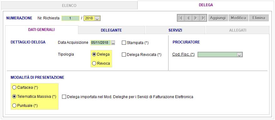 interno del Modello Deleghe Telematiche Massive per i Servizi di Fatturazione Elettronica.