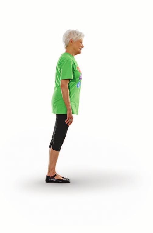 Esercizio 4 Mantenere lʼequilibrio Mettetevi in piedi con i piedi uniti. Le braccia lungo il corpo e i muscoli tesi.