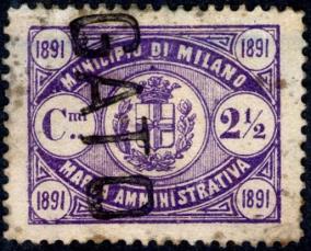 5 lilla 1887 4 C. 2½ lilla 1888 1891. Carta bianca, liscia. Stampa mm.