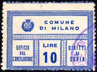 Ufficio del Conciliatore Diritti di copia mm. 37x26. Rimborso spesa Imposta entrata 1940/< Carta bianca, liscia. Stampa mm.