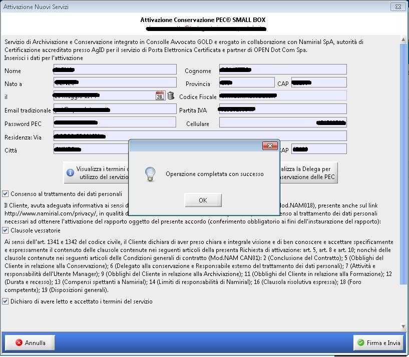 Uscire e rientrare dalla Consolle, quindi selezionare la sezione Conservazione PEC all interno