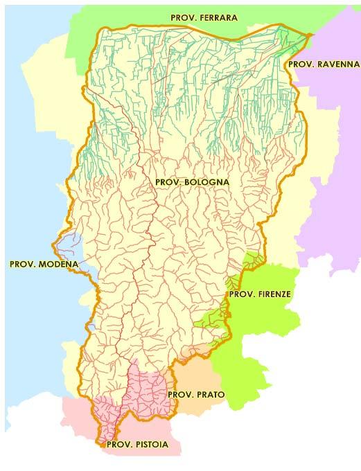 Il territorio della Renana ricade in 68 comuni e 7 province provincia superficie (kmq) % comprensorio Bologna 3.