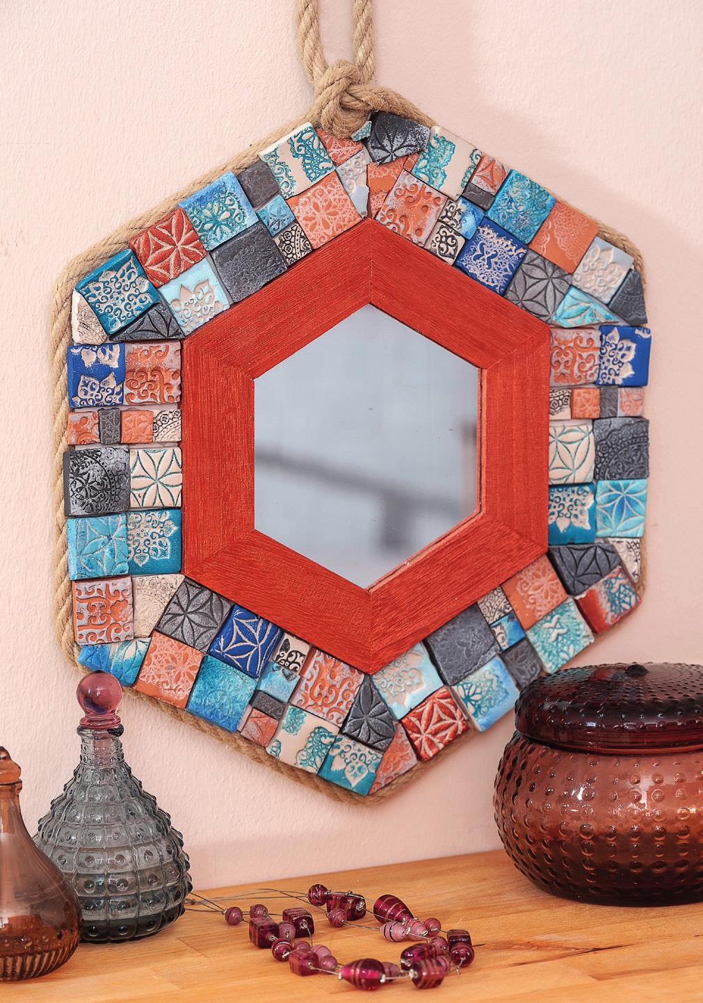 Istruzioni Specchio con mosaico Materiali utilizzati Codice articolo Quantità Specchio con cornice esagonale in legno, naturale, ca. 220 x 0 x 220 mm, Specchio: ca.
