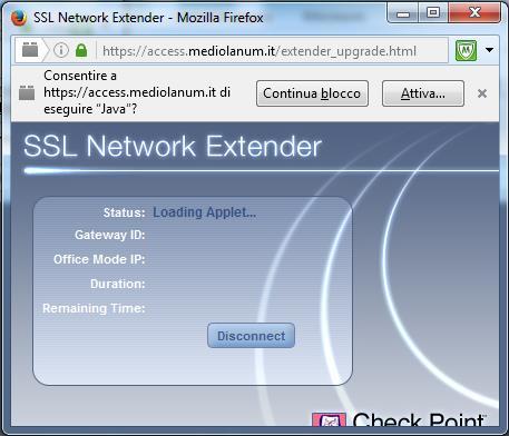 it o GBM\, nel pop-up SSL Network Extender ; eventualmente consentire i pop-up dal sito access.mediolanum.