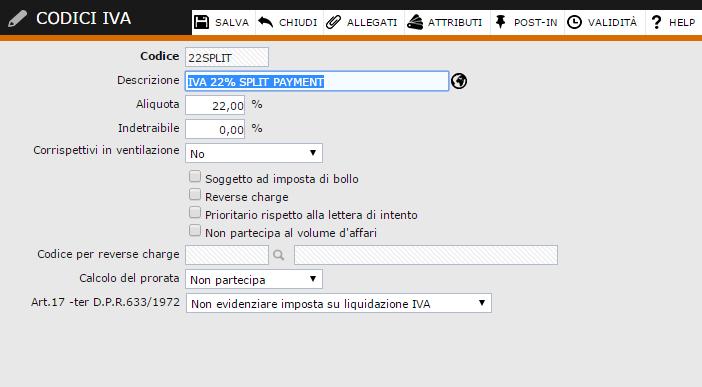 Esempio di gestione A partire dal 1 gennaio 2015 le fatture emesse verso le PA devono seguire la gestione dello Split payment.