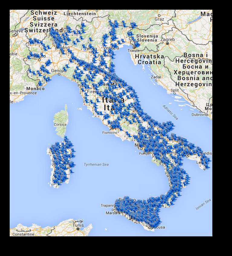 La Rete dei Sensori Le oltre 1.150 sezioni di rilevamento traffico sono distribuite lungo l intera rete stradale ed autostradale di competenza ANAS.