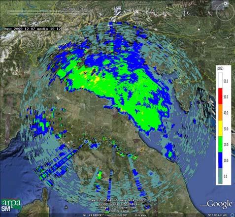 Mappe di riflettività del 07/12/2009 alle