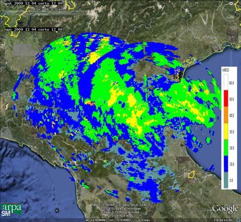 a destra). Il 7 dicembre, dalle 08:00 UTC, si assiste ad una ripresa delle precipitazioni.