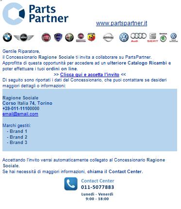 Nella lista saranno presenti solo i clienti PartsPartner che non hanno legami attivi sugli specifici marchi trattati dal Dealer.