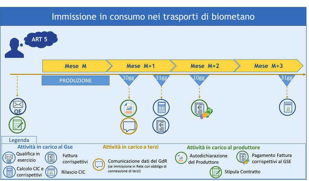 7.2 Immissione in consumo nei trasporti del biometano avanzato (articolo 6) Nei seguenti paragrafi sono descritte le modalità e le tempistiche di valorizzazione dei CIC e del biometano ritirato dal