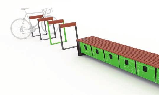 bikeblocq NEW 2018 Un semplice telaio rifinito con un solido elemento in legno massiccio per parcheggiare le bici da entrambi i lati.