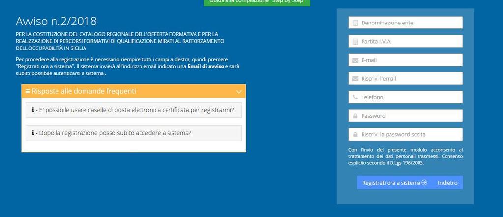 2. Accesso al sistema per i soggetti già registrati Tramite apposito modulo, si potrà accedere al sistema