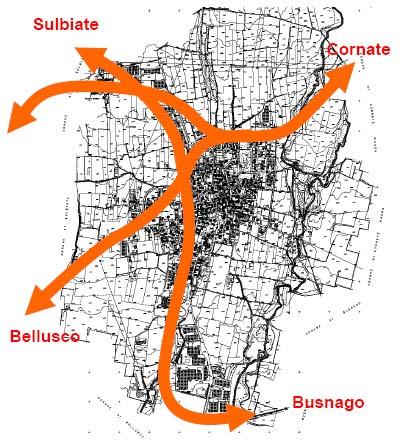 da Cornate/via Rio Vallone verso la SP 2; da Sulbiate/via Cascina Orobona verso la SP 2. Figura 4.