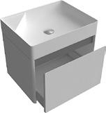 raccordo per sifone. Rectangular top mount Flumood sink complete with drain pipe fitting and open plug.