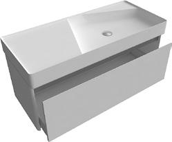 e raccordo per sifone. Rectangular top mount Flumood sink complete with drain pipe fitting and open plug.