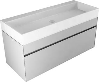 Rectangular top mount or wall mount glossy or matt Ceramilux sink complete with drain pipe fitting and open plug.