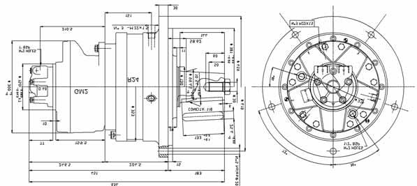 GM2 / GM3A + R24 PRODUCT COMPONENTS - R24 Gearbox - GM2 / GM3A Hydraulic motor series - Standard fitting with D40 distributor *.