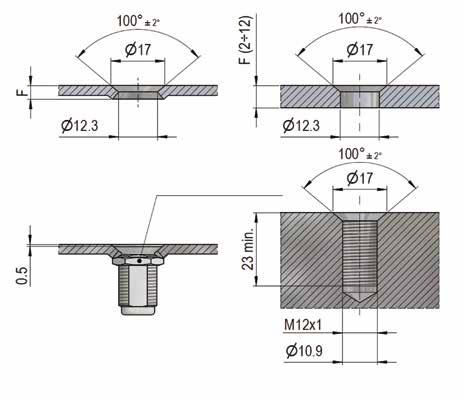 Istruzioni di installazione / Installation instructions Stelo / Stud Per pannelli di spessore P fino a 3,8 mm Panel thickness P up to 3,8 mm Per pannelli di spessore