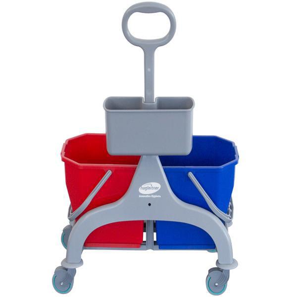 moptrolley Perfect small plastic trolley for a 2step wiping method. The patented and ergonomic guide handle can be operated comfortably from all sides.