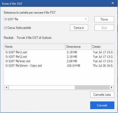 Ricerca file PST Stellar Converter for OST ti permette di cercare file OST sul tuo computer.