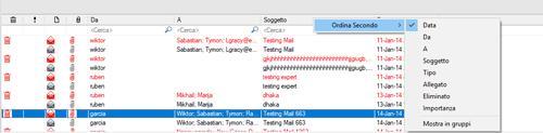 Organizzare le Email Scansi o nate Stellar Converter for OST ti permetterà di organizzare le mail convertite per data, mittente, destinatario, oggetto, tipo, allegato, Eliminato ed importanza.