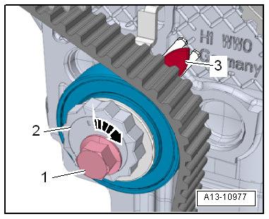 Page 15 of 18 AVVISO Rischio di danni al motore in caso di coppia di serraggio scorretta. Per il serraggio si deve utilizzare la chiave dinamometrica -VAS 6583-.