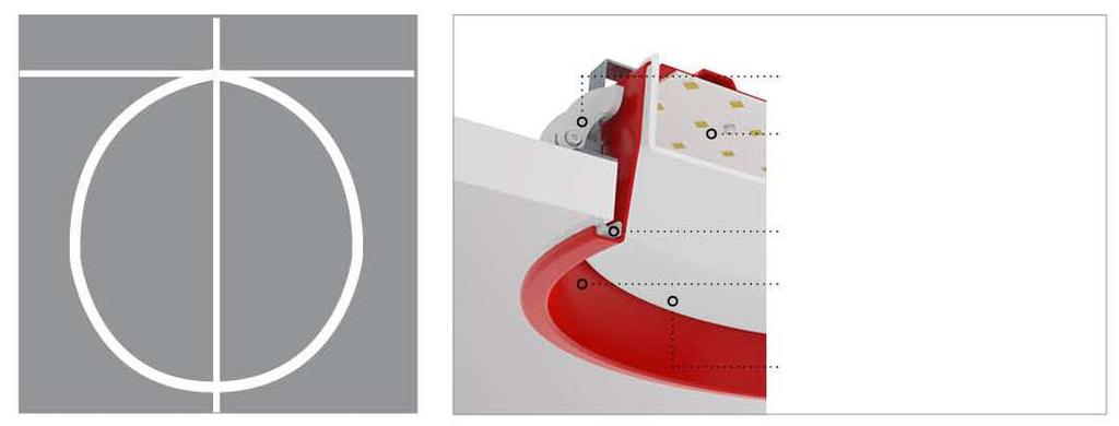 LP Circle incassato Installazione rapida. L installazione senza strumenti consente bloccaggi durevoli. Scheda LED con LED di media potenza ad elevata efficienza.