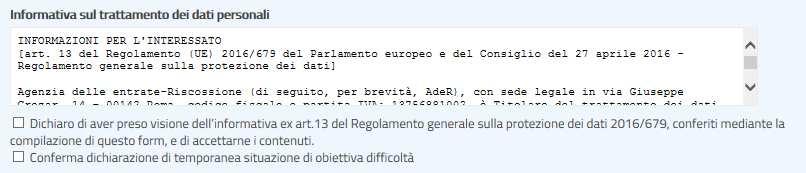 richiesta di rateizzazione.