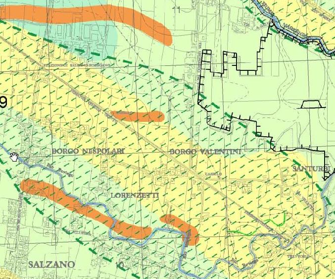 4 INQUADRAMENTO DEL TERRITORIO 2 L area d indagine (fig. 5) si colloca sopra il conoide del Brenta della Bassa Pianura, costituito da terreni con tessiture sabbioso limose argillose prevalenti. Fig.