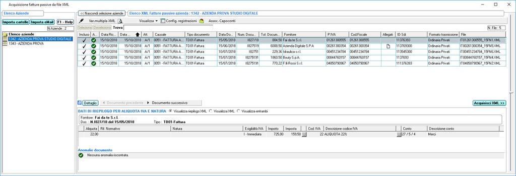 Di seguito vengono descritti i funzionamenti previsti: tramite il pulsante Visualizza è possibile visualizzare il contenuto del file XML selezionato, utilizzando il foglio di stile standard fornito