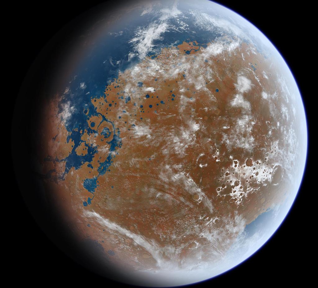 Acqua Marte è un pianeta ricco di acqua, presente soprattutto sotto forma di ghiaccio, le calotte polari contengono acqua a sufficienza da ricoprire l intero pianeta Ma oggi
