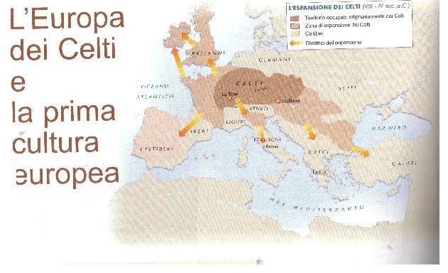 I CELTI furono i primi a unificare l'europa sotto un'unica cultura I Celti, provenienti dall'oriente, s'insediano nell'europa centrale nel X sec. a.c. e da qui muovono verso Francia, Spagna sett.