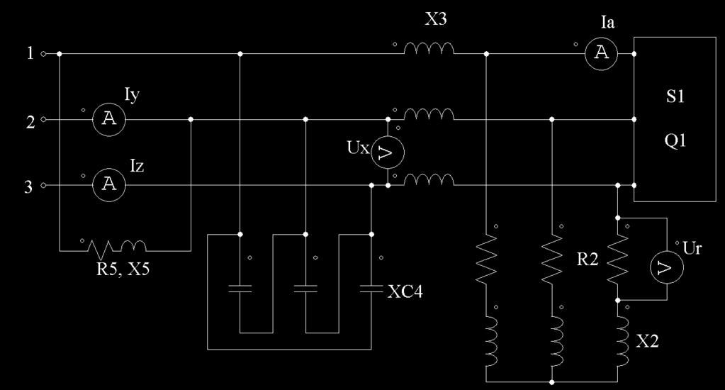 Ω; R5=2 Ω; X5=2 Ω; ω=314 rad/s. Il circuito in figura, alimentato da una terna simmetrica diretta di tensioni ai morsetti 1-2-3, è a regime sinusoidale.