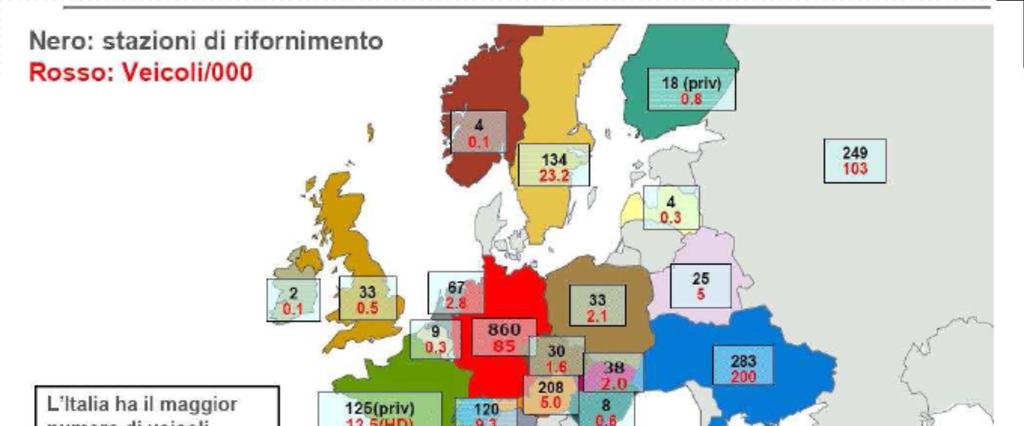 Veicoli a CH 4 in Europa In Europa oltre 1,2 milioni di