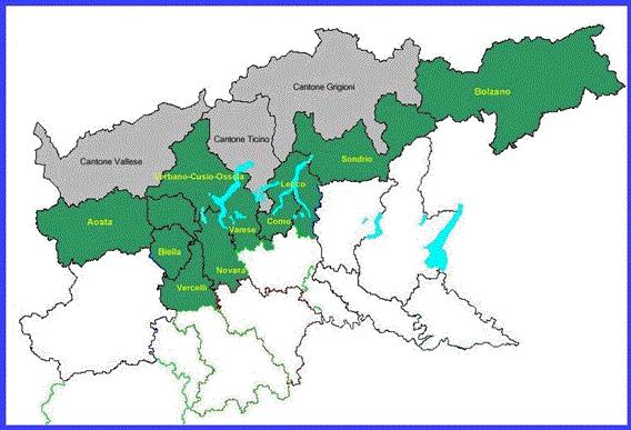 Al Programma partecipano i Cantoni Vallese, Ticino e dei Grigioni e le Regioni Lombardia (Como, Sondrio, Lecco, Varese), Piemonte (Biella, Novara, VCO, Vercelli), Valle d Aosta, la Provincia autonoma