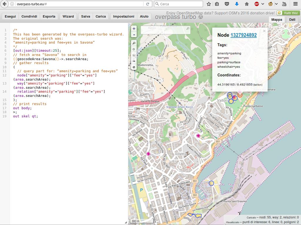 Servizi OSM Overpass-turbo.
