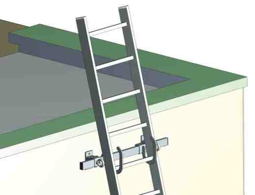 Dispositivo di ancoraggio per scale a pioli Dispositivo di fissaggio a balestra ideato per ancorare temporaneamente la scala a parete, su tetto piano o inclinato Adattabile alle dimensioni