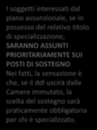 TRE VINCOLI I soggetti interessati dal piano assunzionale, se in possesso del relativo titolo di specializzazione,