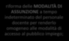 docente per renderlo omogeneo alle modalità di accesso al pubblico impiego; riforma e riordino dei