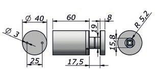 distanziale h 40/60 borchia piatta diam.