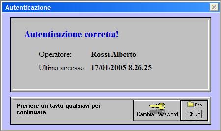 L utente avrà in ogni caso la possibilità di posticipare la modifica della password in un secondo momento e accedere comunque al programma.