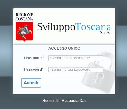 Accesso unico Pagina iniziale La pagina iniziale del sistema di Accesso Unico (AU): Accedi al sistema: se già in possesso delle chiavi di accesso è possbile inserire username e password e accedere al