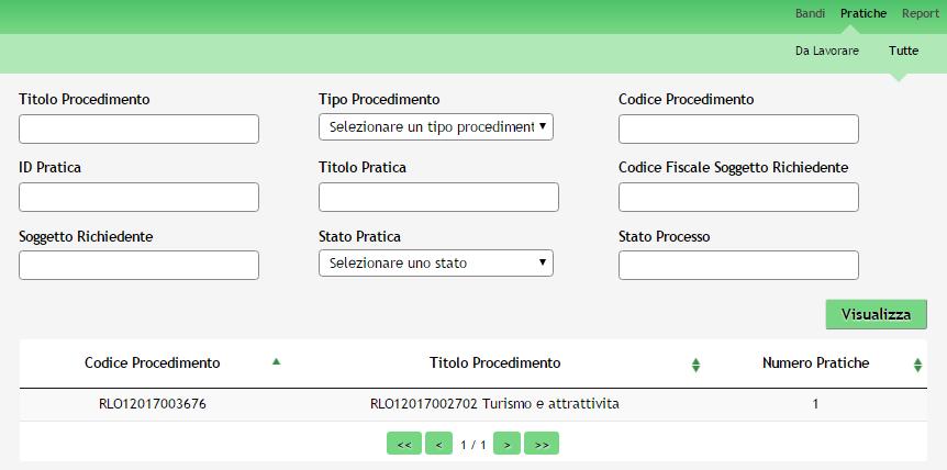 4. Area Pratiche In qualunque momento è possibile accedere alla propria pratica tramite il menu PRATICHE.